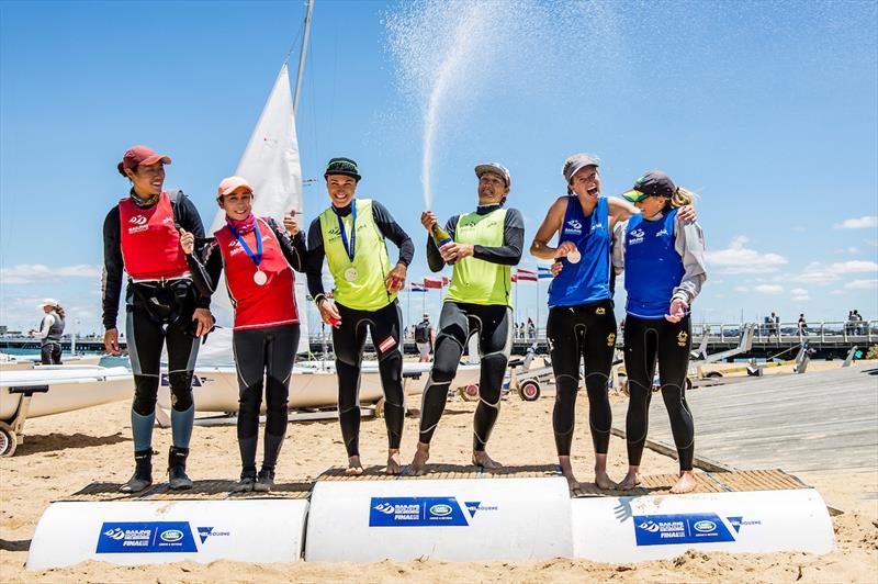 470 Women's podium at the Sailing World Cup Final - photo © Marina Garcia / Sailing Energy / World Sailing