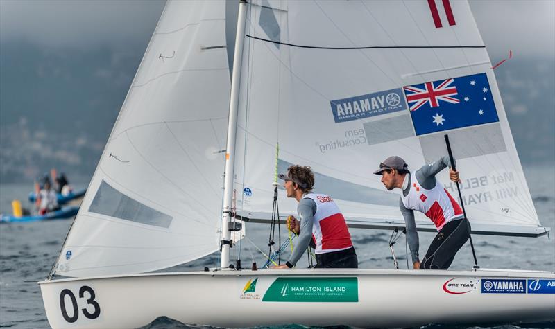 Mathew Belcher/Will Ryan (AUS-11) on day 5 of the 470 Europeans at Monaco photo copyright Mesi taken at Yacht Club de Monaco and featuring the 470 class