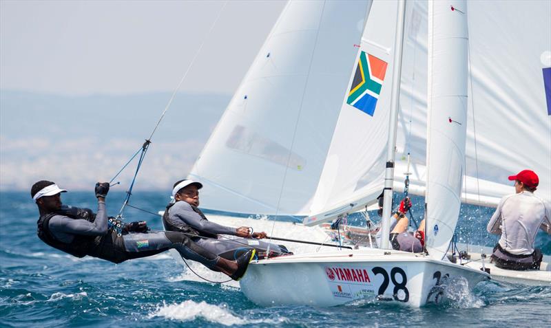 Asenathi Jim and Sibu Sizatu (RSA) at the 470 Worlds on day 1 - photo © Nikos Alevromytis / International 470 Class