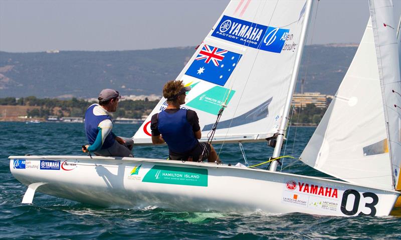 Mathew BELCHER and Will RYAN (AUS) on day 3 at the 470 Worlds photo copyright Nikos Alevromytis / International 470 Class taken at Nautical Club of Thessaloniki and featuring the 470 class