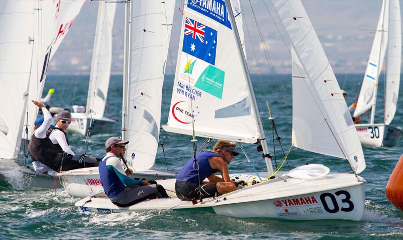 Mathew BELCHER and Will RYAN (AUS) on day 4 at the 470 Worlds - photo © Nikos Alevromytis / International 470 Class