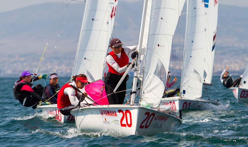 Tina MRAK and Veronika MACAROL (SLO) on day 4 at the 470 Worlds photo copyright Nikos Alevromytis / International 470 Class taken at Nautical Club of Thessaloniki and featuring the 470 class