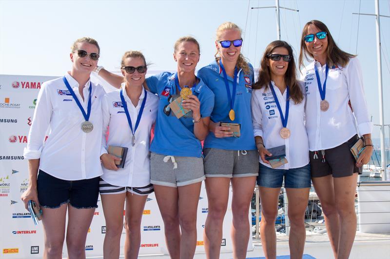 Women's podium at the 470 Worlds in Greece 2017 - photo © Nikos Alevromytis / International 470 Class