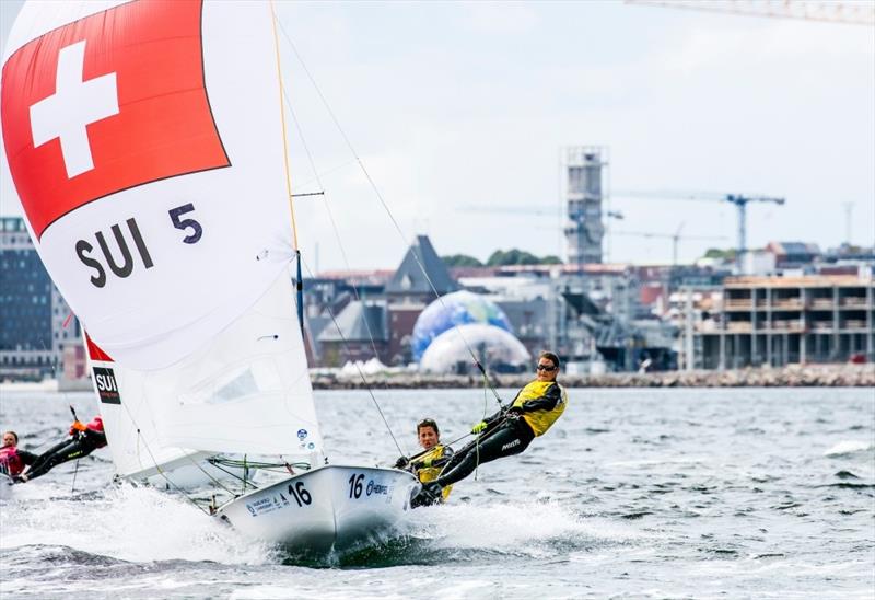 Hempel Sailing World Championships Aarhus Denmark 2018 Test Event photo copyright Jesus Renedo / Sailing Energy / World Sailing taken at Sailing Aarhus and featuring the 470 class