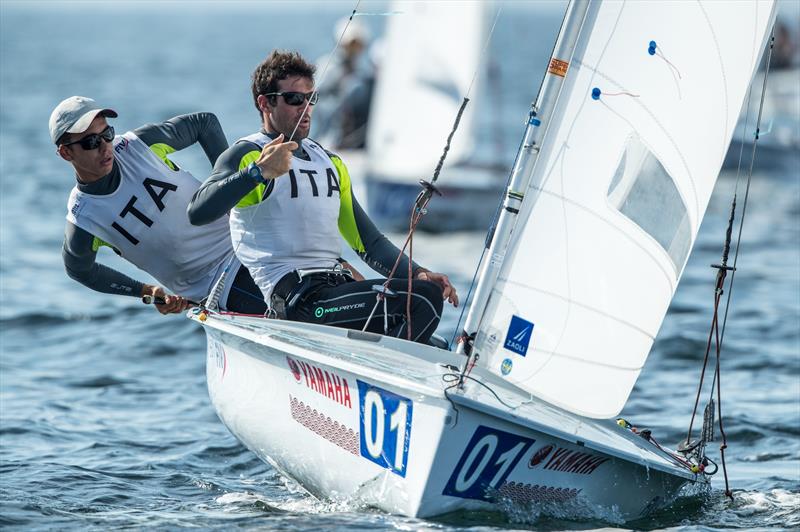 Giacomo FERRARI/Giulio CALABRO (ITA) lead after 2 races on day 1 of the 470 Junior Worlds at Enoshima, Japan - photo © Junichi Hirai / Bulkhead Magazine Japan