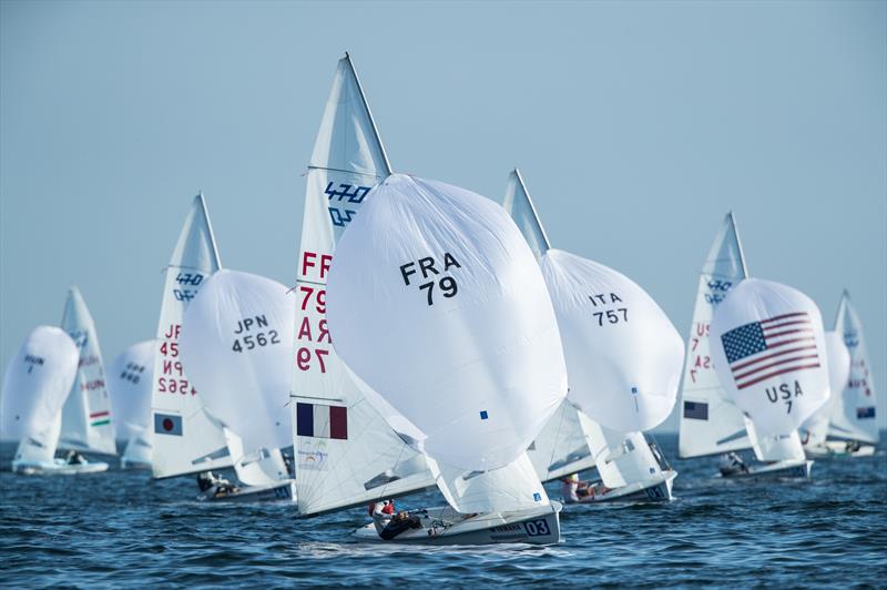 Hippolyte Machetti/Sidoine Dantès (FRA-79) win race 2 on day 1 of the 470 Junior Worlds at Enoshima, Japan - photo © Junichi Hirai / Bulkhead Magazine Japan