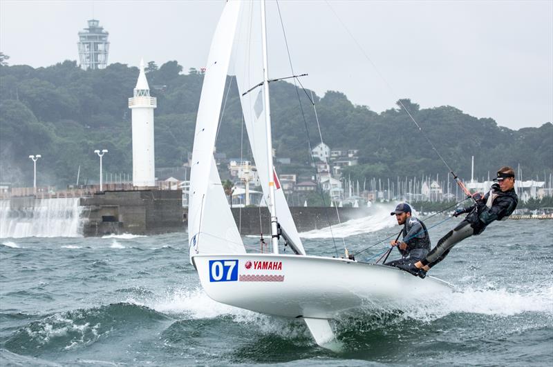 Thomas Ponthieu/Quentin Paturle (FRA-95) on day 4 of the 470 Junior Worlds at Enoshima, Japan photo copyright Junichi Hirai / Bulkhead Magazine Japan taken at  and featuring the 470 class