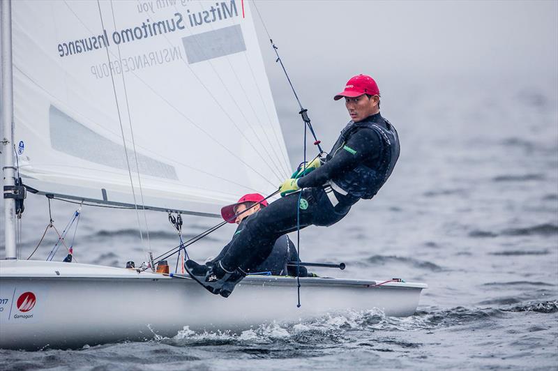 Taro Nakazawa and Ryutaro Kawai ahead of the 2017-18 World Cup Series opener in Japan photo copyright Jesus Renedo / Sailing Energy / World Sailing taken at  and featuring the 470 class