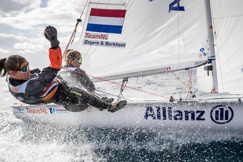 Allianz Benelux sponsor the Dutch Sailing Team - Afrodite Zegers and Lobke Berkhout, 470 photo copyright Richard Langdon / Ocean Images taken at  and featuring the 470 class