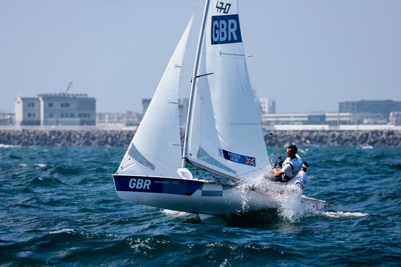 Luke Patience & Chris Grube (GBR) in the Men's 470 on Tokyo 2020 Olympic Sailing Competition Day 4 photo copyright Sailing Energy / World Sailing taken at  and featuring the 470 class