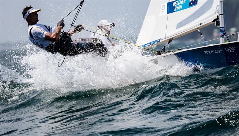 Mat Belcher and Will Ryan (AUS) on Tokyo 2020 Olympic Sailing Competition Day 4 photo copyright Sailing Energy / World Sailing taken at  and featuring the 470 class