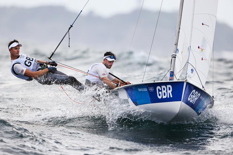 Luke Patience & Chris Grube (GBR) in the Men's 470 on Tokyo 2020 Olympic Sailing Competition Day 5 - photo © Sailing Energy / World Sailing