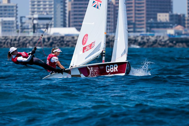 Hannah Mills & Eilidh McIntyre (GBR) in the Women's 470 on Tokyo 2020 Olympic Sailing Competition Day 5 - photo © Sailing Energy / World Sailing