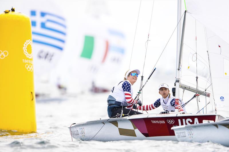 Nikki Barnes (St. Thomas, USVI) and Lara Dallman-Weiss (Shoreview, Minn.) at the Tokyo 2020 Olympic Sailing Competition - photo © Sailing Energy / US Sailing