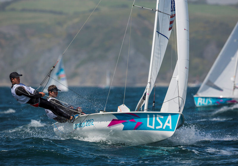 Stuart McNay and Graham Biehl (USA) on day five of the London 2012 Olympic Sailing Competition photo copyright Daniel Forster / www.go4image.com taken at Weymouth & Portland Sailing Academy and featuring the 470 class