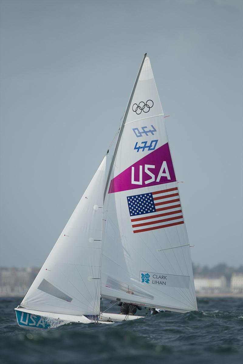 470 racing on day six of the London 2012 Olympic Sailing Competition photo copyright US Sailing Team taken at Weymouth & Portland Sailing Academy and featuring the 470 class