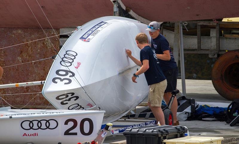 Boat Preparation at 2018 470 European Championship  photo copyright Nikos Alevromytis / International 470 Class taken at Yacht Club Port Bourgas and featuring the 470 class