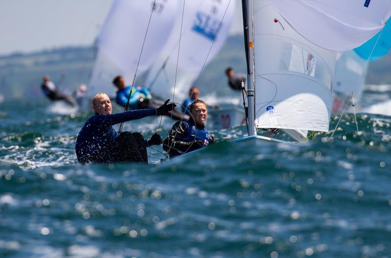 Amy Seabright/Anna Carpenter (GBR) - 2018 470 European Championships - Day 4 photo copyright Nikos Alevromytis / International 470 Class taken at Yacht Club Port Bourgas and featuring the 470 class