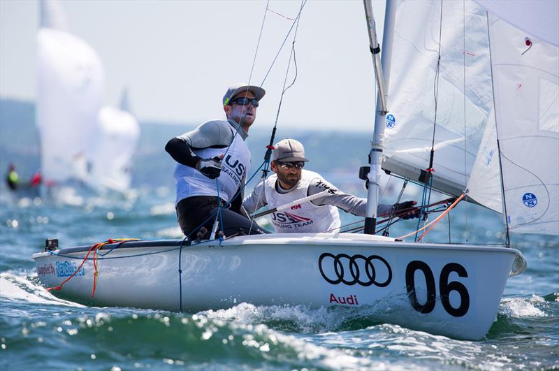 Stuart McNay/David Hughes (USA) - 2018 470 European Championship - Day 5 photo copyright Nikos Alevromytis / International 470 Class taken at Yacht Club Port Bourgas and featuring the 470 class