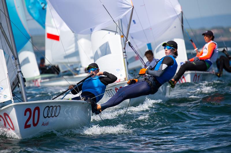 Gil Cohen/Noa Lasry (ISR) - 2018 470 European Championship - Day 5 photo copyright Nikos Alevromytis / International 470 Class taken at Yacht Club Port Bourgas and featuring the 470 class
