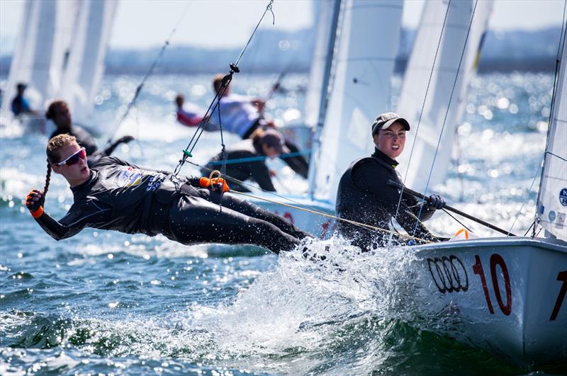 Frederike Loewe/Anna Markfort (GER) - 2018 470 European Championship - Day 5 photo copyright Nikos Alevromytis / International 470 Class taken at Yacht Club Port Bourgas and featuring the 470 class