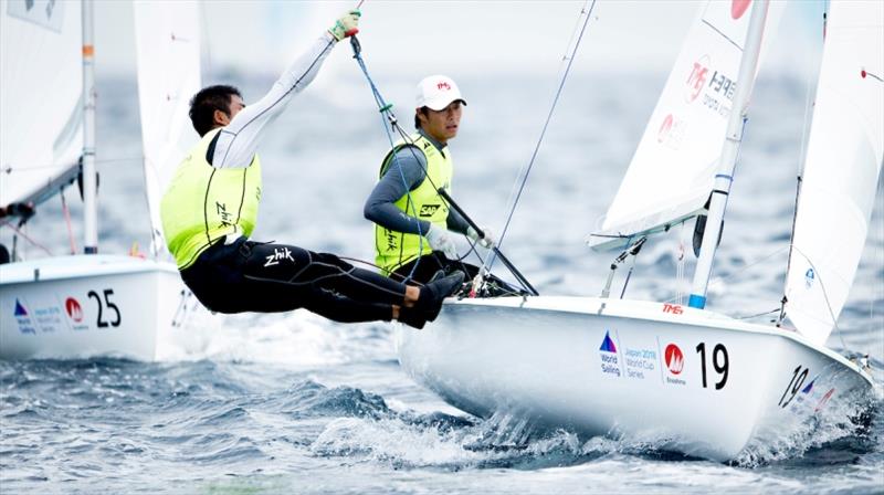 Keiju Okada and Jumpei Hokazono (JPN) in the 470 on Day 3 at World Cup Series Enoshima - photo © Pedro Martinez / Sailing Energy / World Sailing