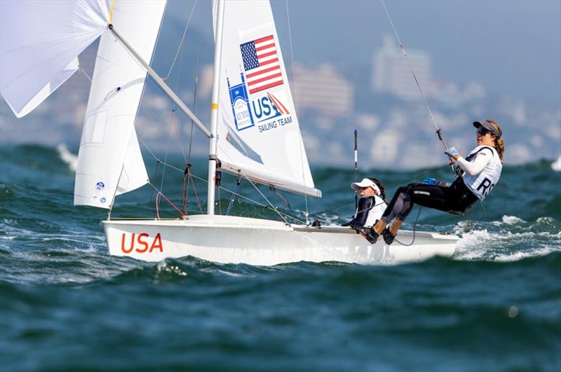 Women's 470 - Nikole Barnes and Lara Dallman-Weiss - Ready Steady Tokyo day 2 photo copyright Pedro Martinez / Sailing Energy / World Sailing taken at  and featuring the 470 class