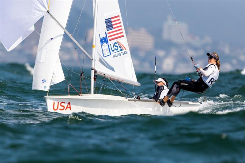 U.S. Women's 470, Nikole Barnes and Lara Dallman-Weiss - Ready Steady Tokyo, day 3 photo copyright Pedro Martinez / Sailing Energy / World Sailing taken at  and featuring the 470 class