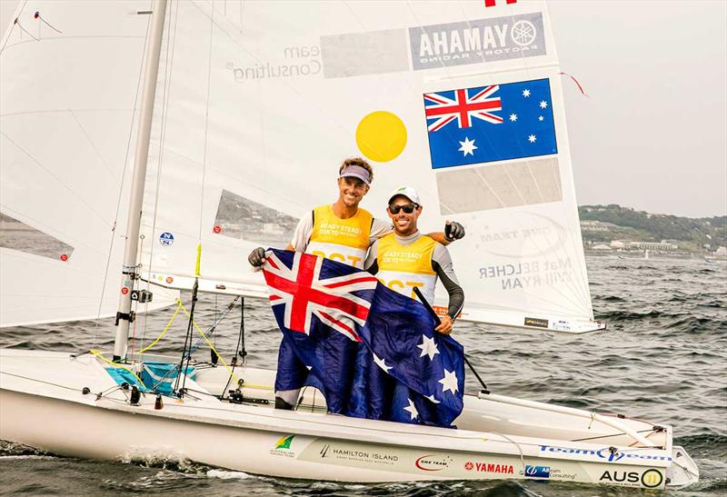 Mat Belcher and Will Ryan (left) photo copyright Sailing Energy taken at Royal Sydney Yacht Squadron and featuring the 470 class