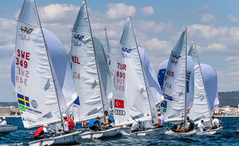 Close racing in the Mens 470 on Day 2 at Vilamoura - photo © Joao Costa Ferreira