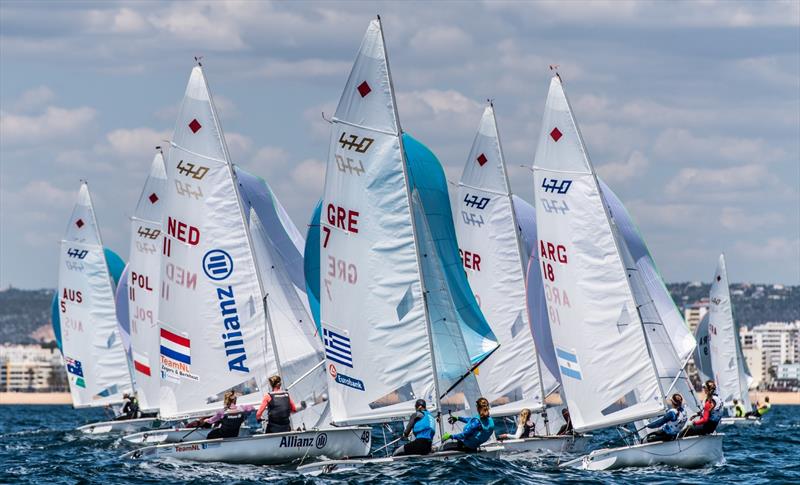 Day 2, 2021 European 470 Championships, Vilamoura, Portugal photo copyright Joao Costa Ferreira taken at Vilamoura Sailing and featuring the 470 class