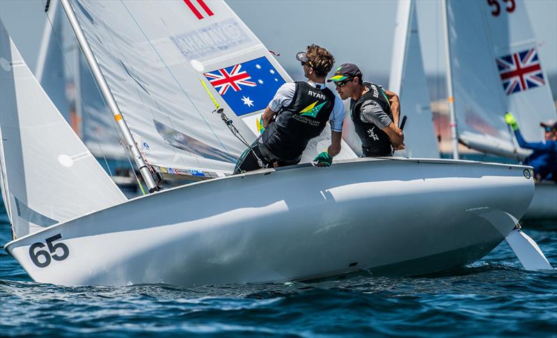 Mat Belcher and Will Ryan - 2021 470 European Championships photo copyright Joao Costa Ferreira taken at Vilamoura Sailing and featuring the 470 class