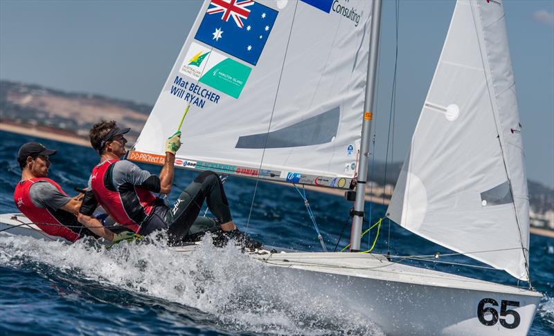 Belcher/Ryan - Australia - Day 4 - Open Mens European 470 championship - Vilamoura, Portugal - May 2021 photo copyright Joao Costa Ferreira taken at Vilamoura Sailing and featuring the 470 class