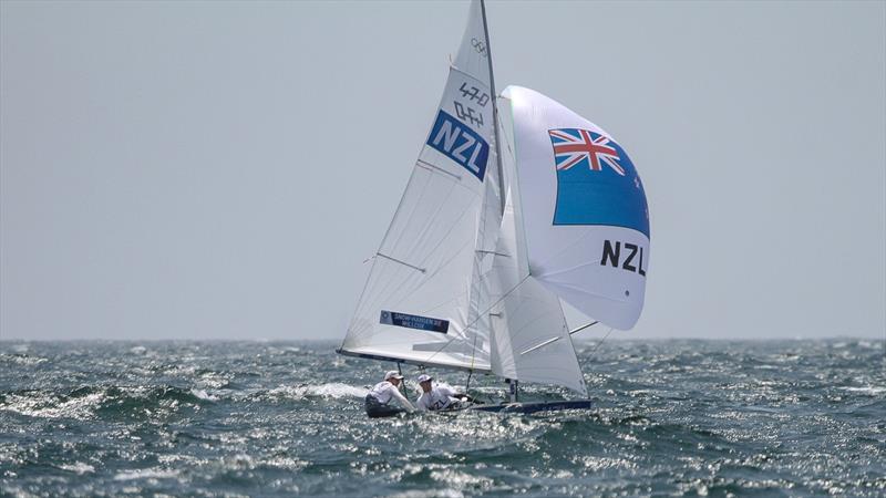 Tokyo2020 - Day 4 - July, 28, - Enoshima, Japan. Paul Snow-Hansen and Dan Willcox (NZL) Race 1, Mens 470 photo copyright Richard Gladwell - Sail-World.com / nz taken at  and featuring the 470 class