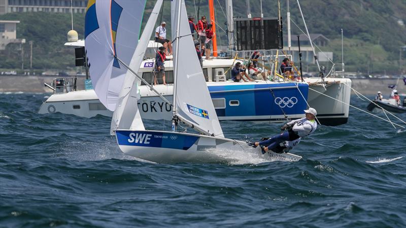 Tokyo2020 - Day 4 - July, 28, - Enoshima, Japan. Anton Dahlberg and Fredrik Bergstrom (SWE) - 470 Men - Race 1 finish. - photo © Richard Gladwell - Sail-World.com / nz