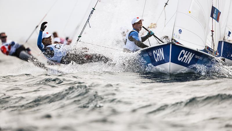 CHN 470 team on Tokyo 2020 Olympic Sailing Competition Day 5 photo copyright Sailing Energy / World Sailing taken at  and featuring the 470 class