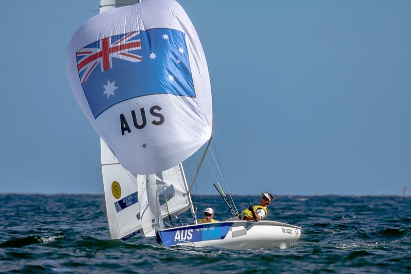 Mat Belcher and Will Ryan (AUS) Final Leg Mens 470 Medal race - Tokyo2020 - Day 10 - August 4, , Enoshima, Japan photo copyright Richard Gladwell - Sail-World.com / nz taken at  and featuring the 470 class