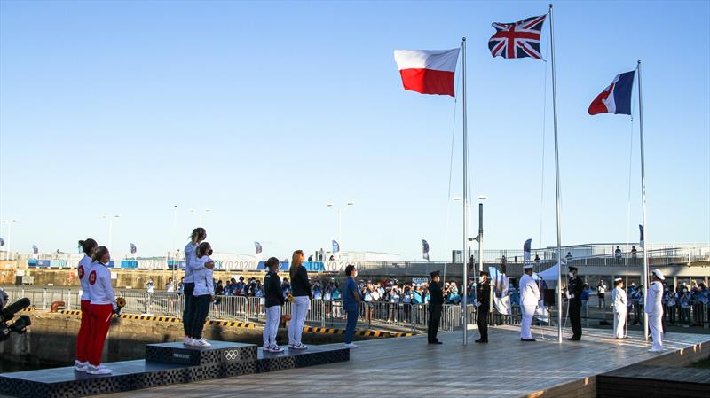 Womens 470 Medal Ceremony - Tokyo2020 - Day 10 - August 4, , Enoshima, Japan photo copyright Richard Gladwell - Sail-World.com / nz taken at  and featuring the 470 class