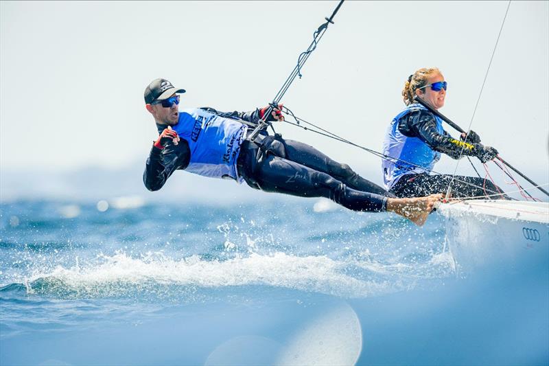 One bullet and now at the top of the 470 table: Luise Wanser/Philipp Autenrieth (GER) at Kiel Week photo copyright Sascha Klahn / Kieler Woche taken at Kieler Yacht Club and featuring the 470 class