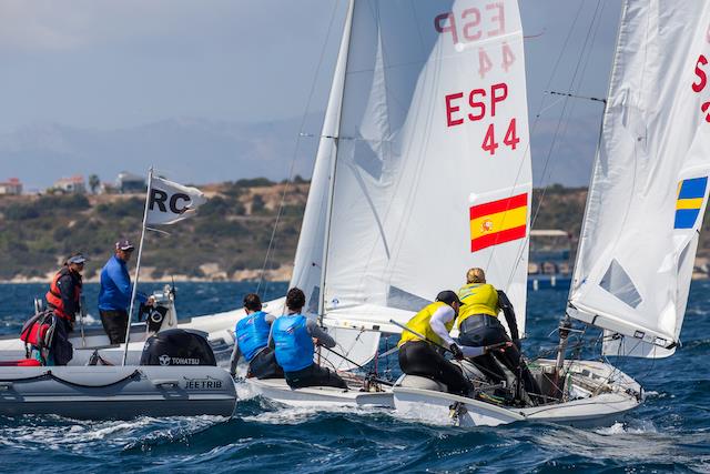 470 Europeans 2022 medal race photo copyright Nikos Alevromytis taken at  and featuring the 470 class