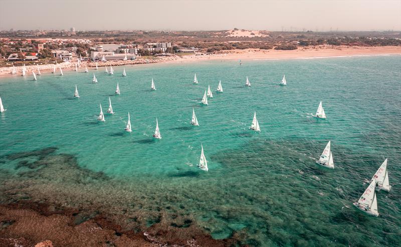 Off the beach and across the reef to the start on 470 Worlds at Sdot Yam, Israel day 4 - photo © Gal Fridman / Int. 470 Class