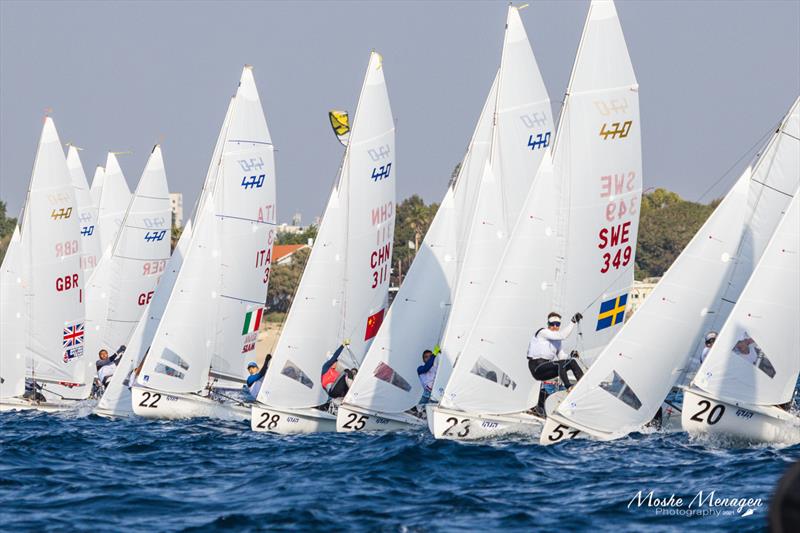 Race start on 470 Worlds at Sdot Yam, Israel day 5 photo copyright Moshe Menagen / Int. 470 Class taken at Sdot Yam Sailing Club and featuring the 470 class