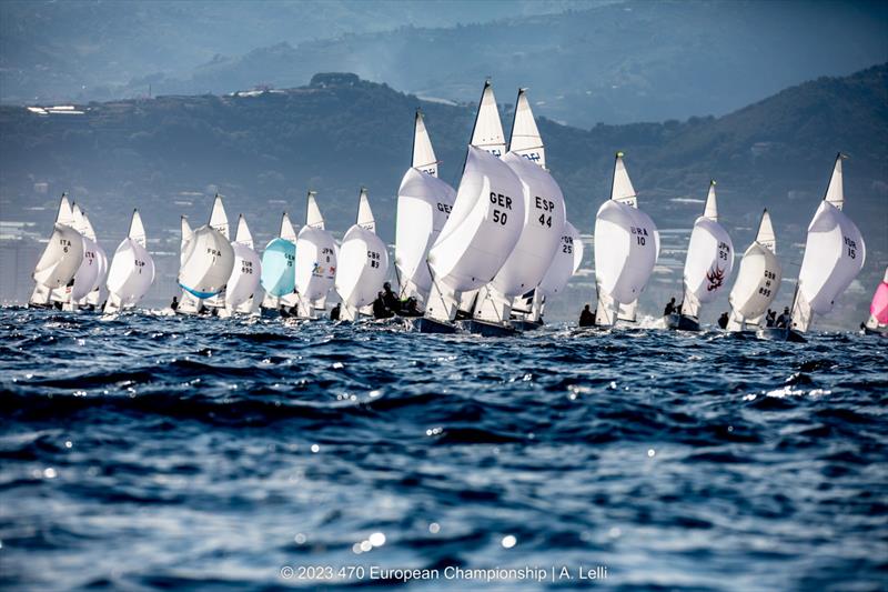 470s Blasing down the run - 470 European Championship photo copyright A Lelli taken at Yacht Club Sanremo and featuring the 470 class