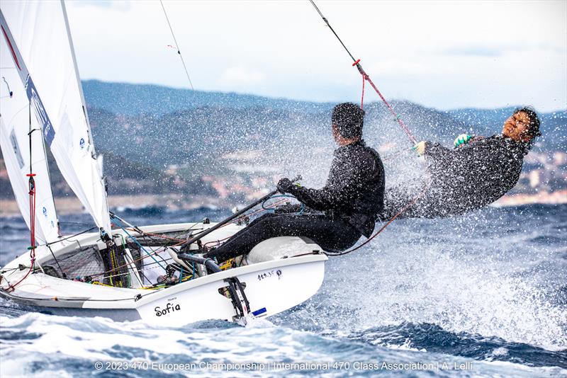 Racing abandoned eventually - 470 Europeans in San Remo, Italy day 2 - photo © A Lelli