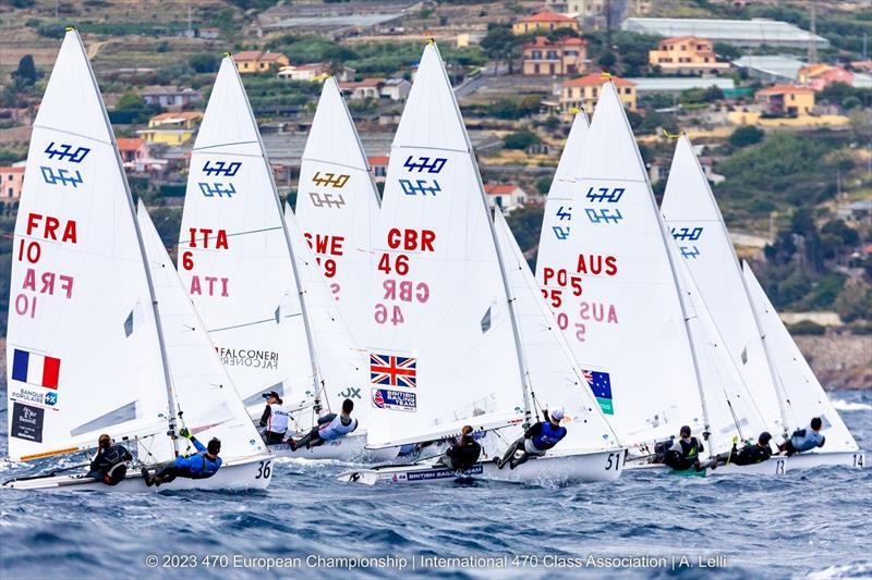 Nia Jerwood and Conor Nicholas away to a good start on Day 3 - 470 European Championship photo copyright A Lelli taken at Yacht Club Sanremo and featuring the 470 class