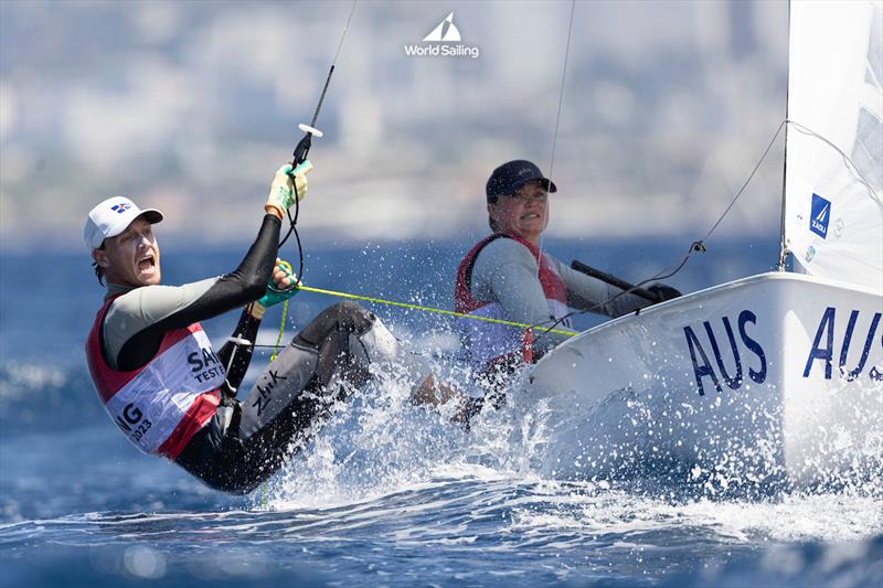 Nia Jerwood and Conor Nicholas - Paris 2024 Olympic Sailing Test Event photo copyright Mark Lloyd / World Sailing taken at  and featuring the 470 class