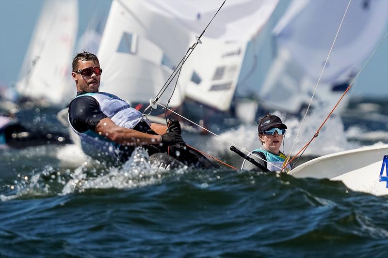 Brittany Wornall/Sam Street - Mixed 470 - NZL - Day 2, 2023 Allianz Sailing World Championships, The Hague, August 12, 2023  photo copyright Sailing Energy / World Sailing taken at  and featuring the 470 class