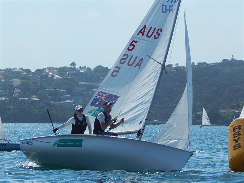 Nia Jerwood and Conor Nicholas photo copyright Woollahra Sailing Club taken at Australian Sailing and featuring the 470 class