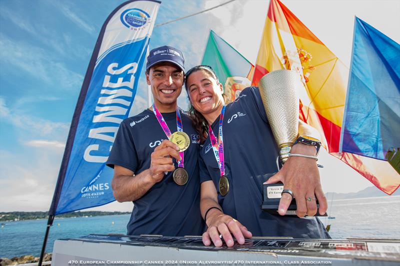 Spain's Jordi Xammar and Nora Brugman win the 470 Europeans at Cannes photo copyright Nikos Alevromytis / International 470 Class taken at Yacht Club de Cannes and featuring the 470 class