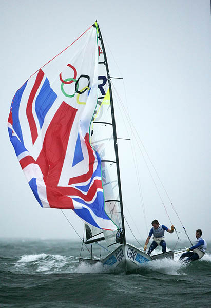 49er medal race drama at the 2008 Olympic Sailing Regatta photo copyright Richard Langdon / Ocean Images taken at  and featuring the 49er class